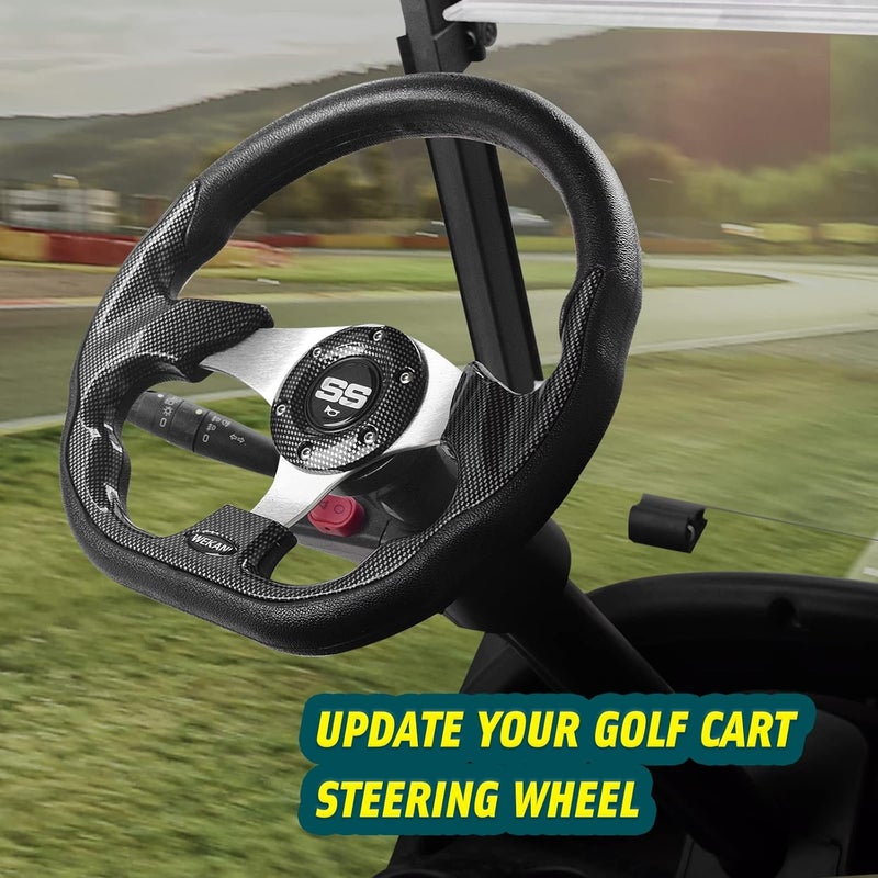 WEKANI D Golf Cart 12.5 Inch Steering Wheel， for Club Car EZGO Yamaha Golf Cart， with Car Horn Button，Cool racing steering wheel - Image 2